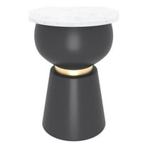 Pemberly Row Modern Marble Metal Accent Table Black White Gold