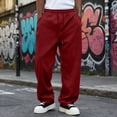 thumbnail image 2 of Nestiefly Men's Baggy Sweatpants Wide Leg Elastic Drawstring Waist Pants Casual Lounge Joggers Athletic Pants with Pockets Wine XL, 2 of 7