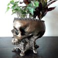 thumbnail image 2 of Maceta de resina con forma de calavera hecha a mano, adorno artesanal, regalo creativo de Halloween para el hogar y el jardín, 1 pieza de latón, 2 of 3