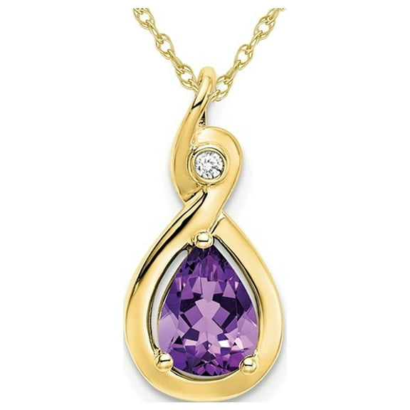 4/5 Carat (Ctw) Natural Amethyst Infinity Pendant Necklace in 14K Yellow Gold with Chain for Women