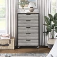 thumbnail image 6 of Musa 5-Drawer Wood Vintage Gray Oak Dresser with Wheels, 6 of 9