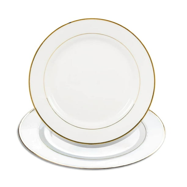 MR.R Set of 2 Sublimation Blanks White Ceramic Gold Rim Plate with