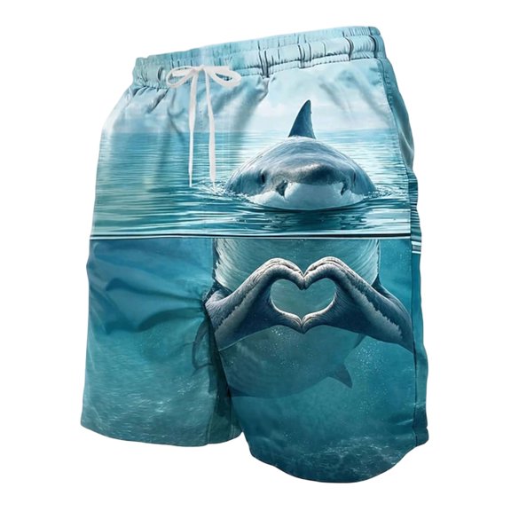 XFeng Men's 2 in 1 Swim Trunks, Print Board Shorts with Compression Liner, Quick Dry Beach Swim Shorts with Pockets