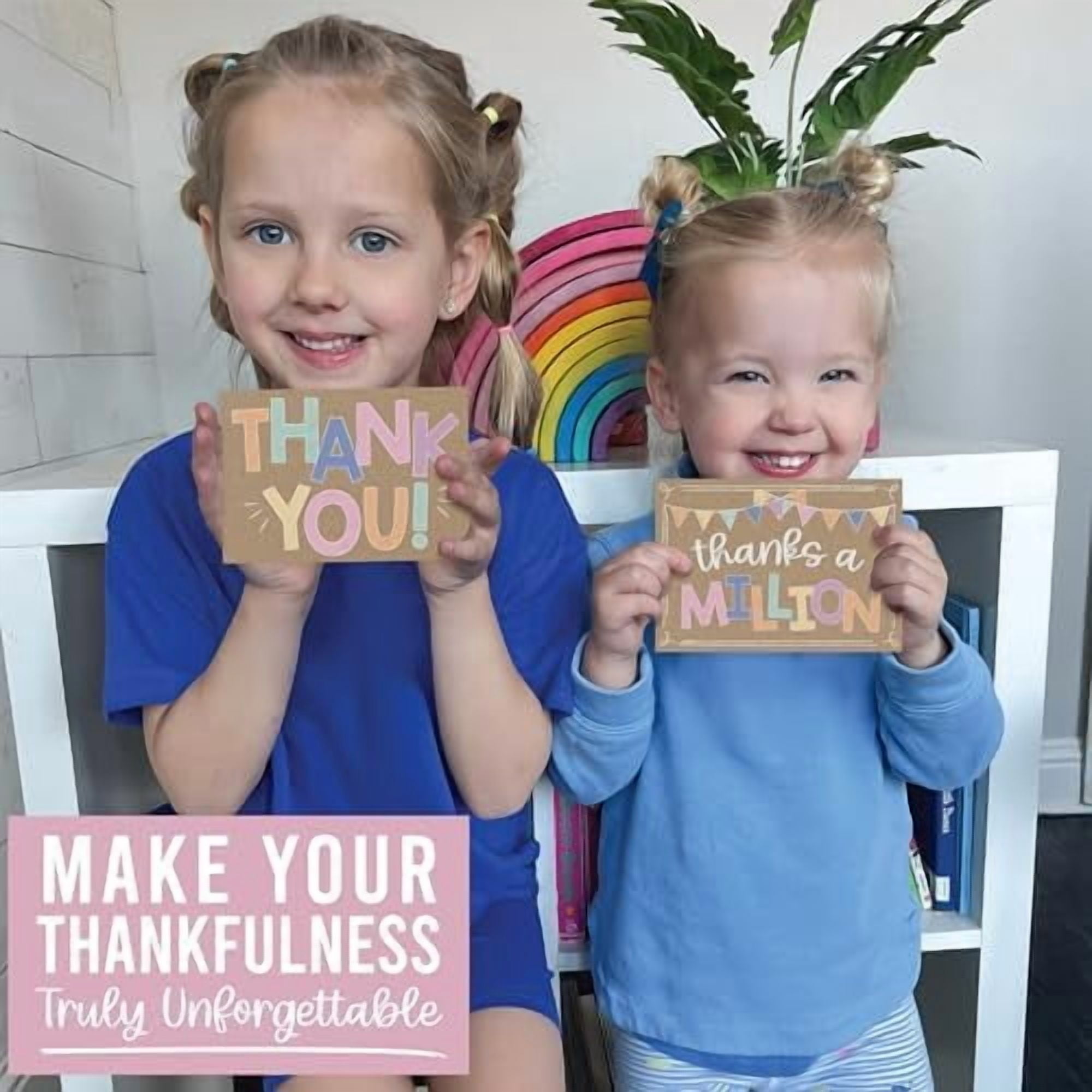 Hasako Bulk Thank You Cards with Envelopes - 54 Kids Thank You Cards For Teachers, Cute Thanks Blank Cards and Envelopes, Fun Appreciation Note Card for Birthday, Baby Shower & Small Business