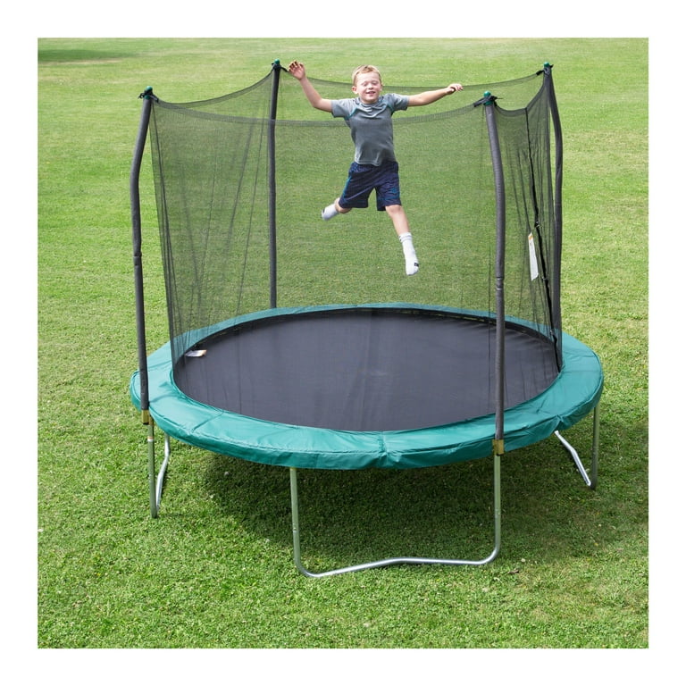 SUNRINX 10 ft. Green Round Trampoline with Enclosure Net and