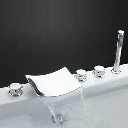 - Sumerain International Group Triple Handle Deck Mount Waterfall Tub Faucet with Handshower