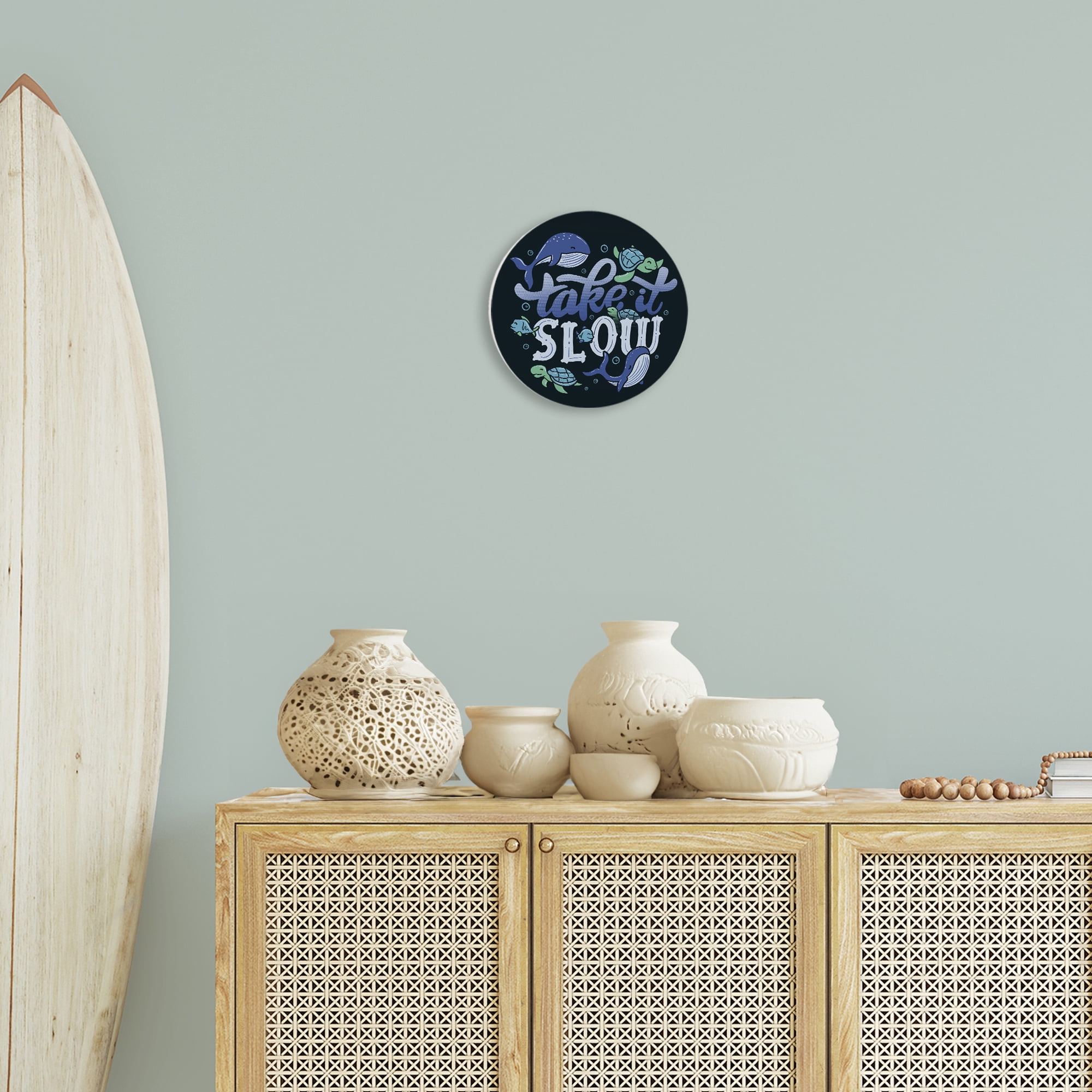 Stupell Industries Take It Slow Aquatic Animals Circular Wall Plaque, design by Tobe Fonseca
