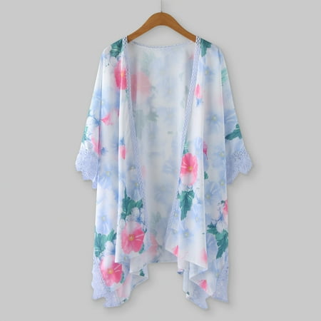 

HSMQHJWE Ruched Tops For Women Quick Dry Shirts Women Women S Floral Print Puff Sleeve Kimono Cardigan Loose Cover Up Casual Blouse Tops Pajama Shirt