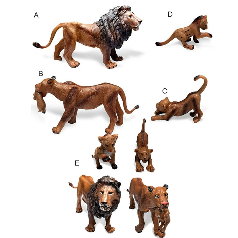 Warmtree Simulated Wild Animals Model Realistic Plastic Animal Action Figure for Collection (Lions Family)