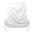 thumbnail image 4 of DuoJiaJ Women's Summer Solid Color Spicy Girl Pleated Side Drawstring Skirt Pants Half Skirt Skirts For Women White M, 4 of 5