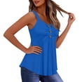 thumbnail image 5 of HAiming Women's Tank Tops Smocked Button Sleeveless Solid Color Classic Casual Fashion Blouses Summer Beach Vacation Going out Tops, 5 of 6