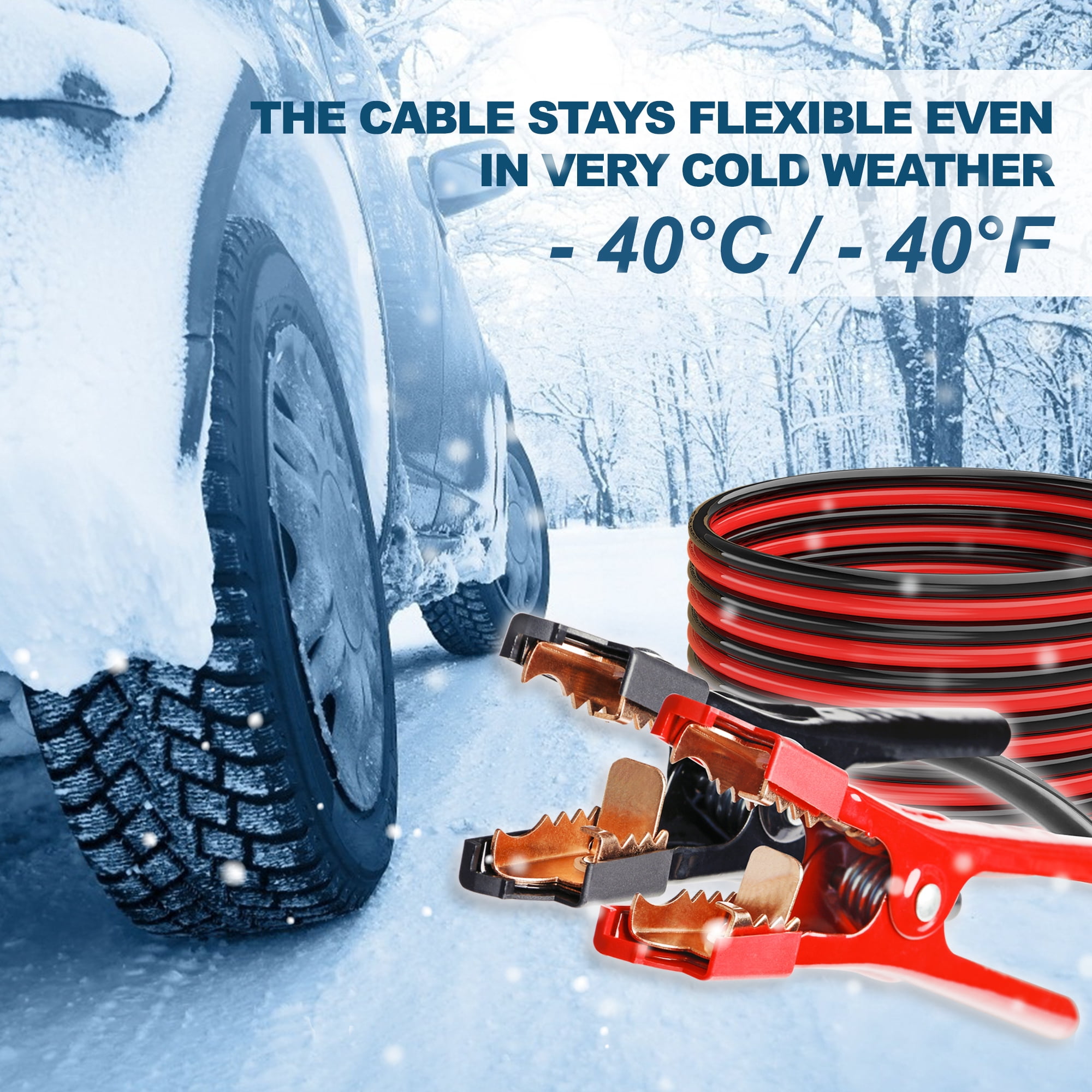 AWELTEC Automotive Jumper Cables ,Heavy Duty 4 Gauge 20 Feet Booster Battery Cable