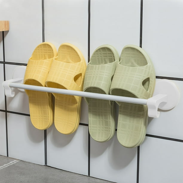 Perchero para Zapatillas de Baño, Ahorra Espacio de Pared, Instalación Adhesiva Sin Perforaciones, Plástico Duradero, Baño Ordenado y Fácil de Limpiar, Tamaño 46,5 X 7,5 X 4 Cm
