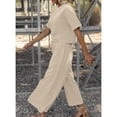 thumbnail image 4 of PUWEI Women's Summer Two Piece Outfits Casual Short Sleeve Pullover and Cropped Wide Leg Pants Lounge Sets, 4 of 7