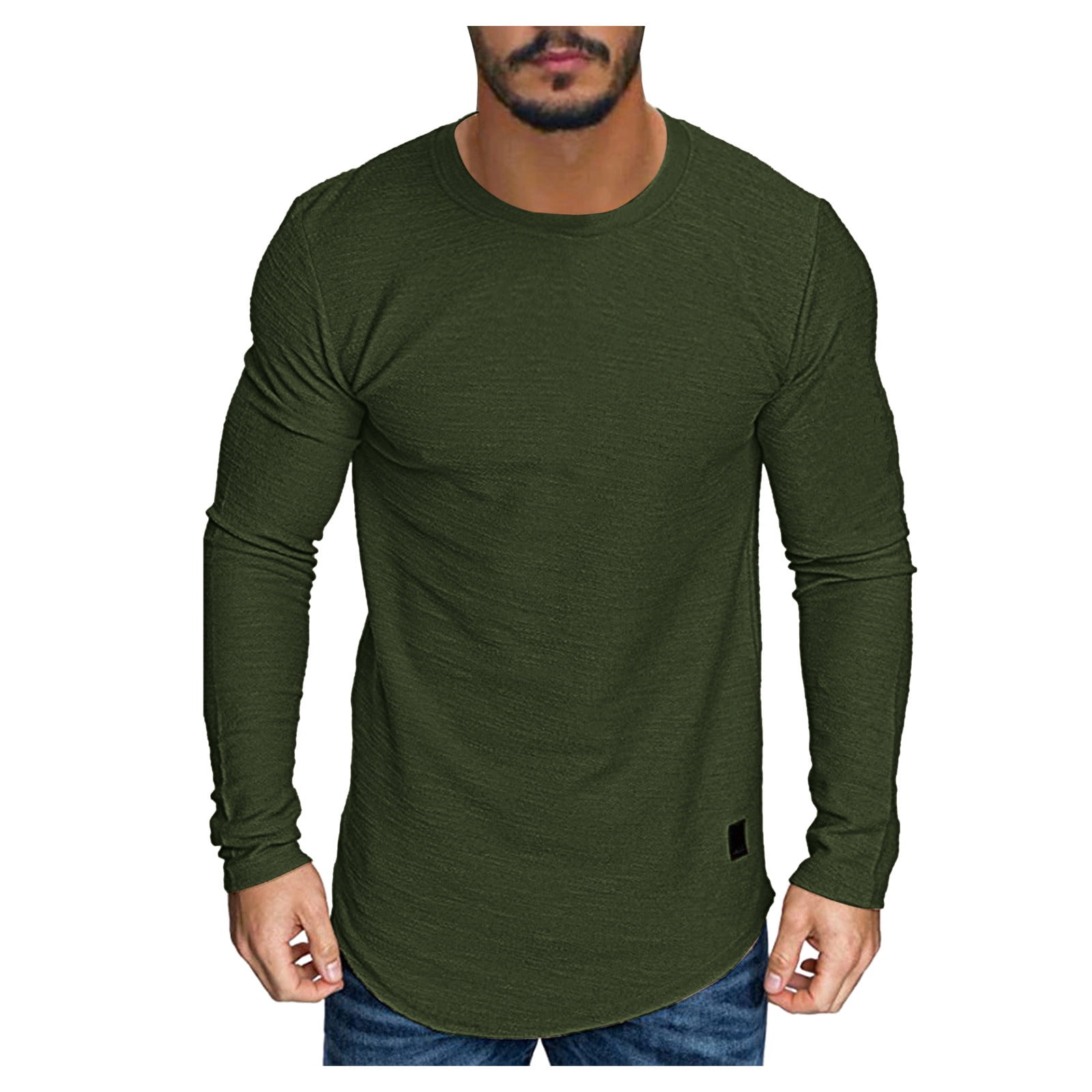GWAABD Long Sleeve Cooling Shirts for Men Men TopCotton Basic Solid