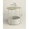 thumbnail image 4 of Modern Round Nightstand with Storage Basket, Cream White, 4 of 7