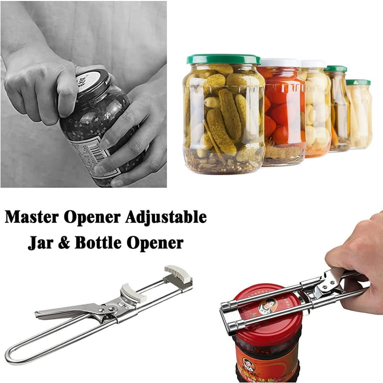 Adjustable Jar Opener for Weak Hands, Stainless Steel Jar & Bottle Opener  Multifunctional, Manual Can Opener Kitchen Accessories, Effortless Open Any