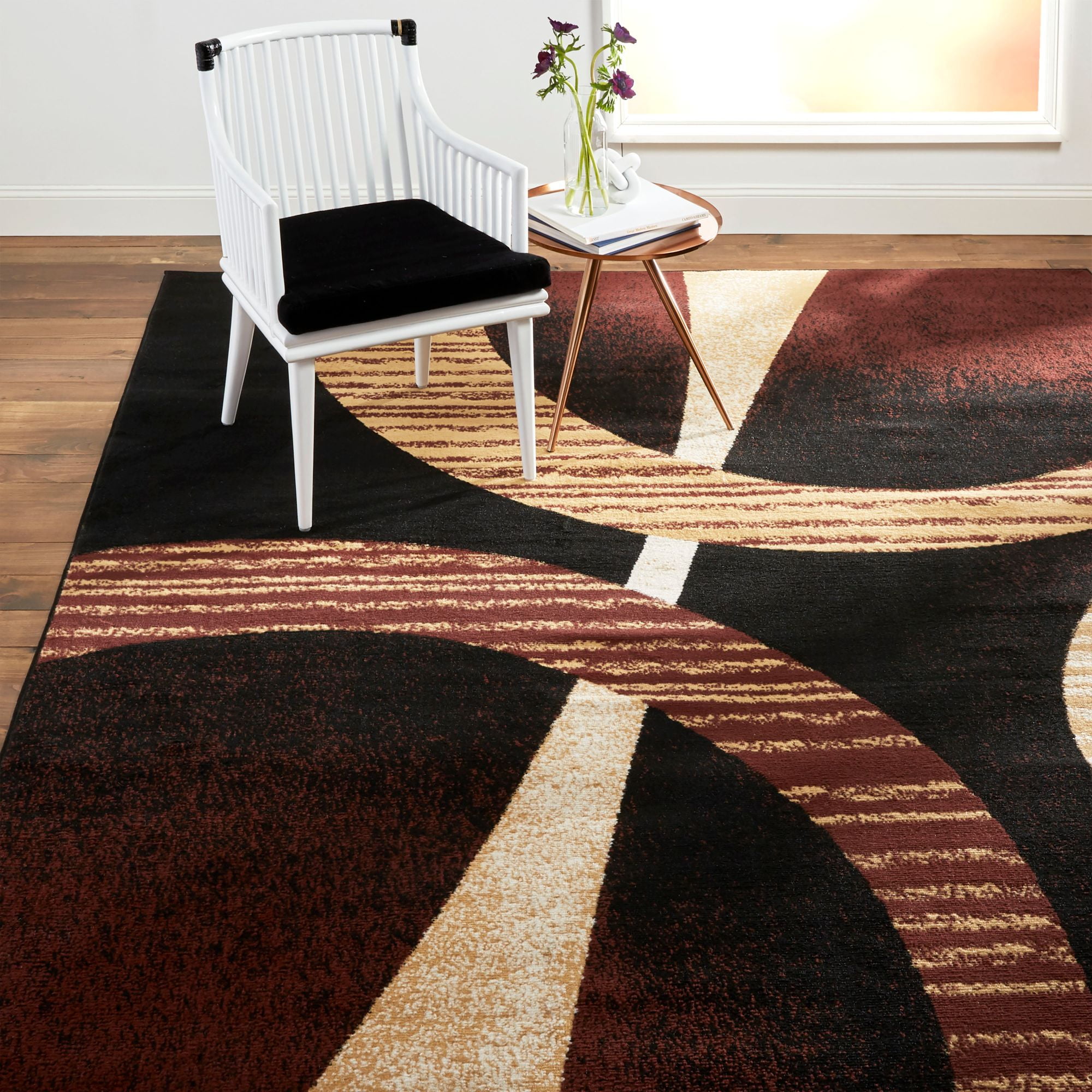 Home Dynamix Premium Indus Contemporary Geometric Area Rug, Black/Brown, 5'2"x7'4"
