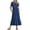 Blue, variant on Women Summer Casual Short Sleeve Crewneck Aline Swing Flowy Tiered Shirt Beach Long Dress 2025 Trendy Outfits Black Large