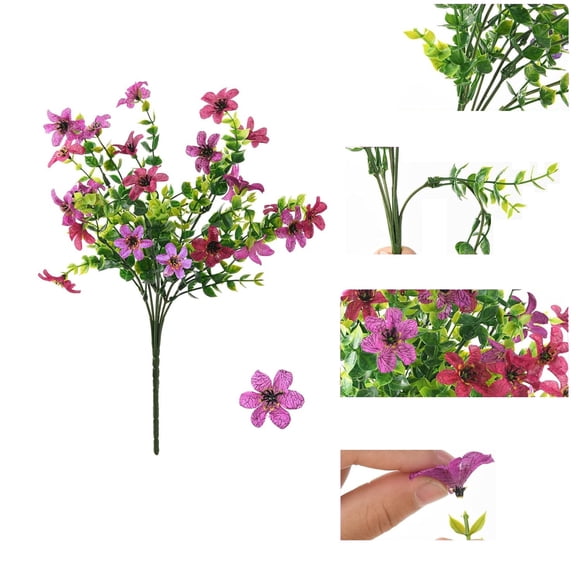 Artificial Flowers For Outdoors Bundles Multicolor Flower Spring Summer Decoration Artificial Plants Outdoor Flowers No Fade For Home Planter Porch Patio Yard Decor(Purple Rose Red)