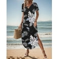 thumbnail image 6 of Zeagoo Long Dresses for Women Casual Summer Maxi Dress Short Sleeve Long Dress with Pockets Curve Hem Long Dress Crew Neck, 6 of 10