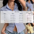 thumbnail image 3 of IUYRTFE Women's Striped Short Sleeve Button Down Shirt V-Neck Collared Slim Fit Y2K Casual Summer Top, 3 of 9
