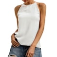 thumbnail image 4 of STARVNC Women Halter Neck Sleeveless High Low Hem Solid Color Tank Top, 4 of 7