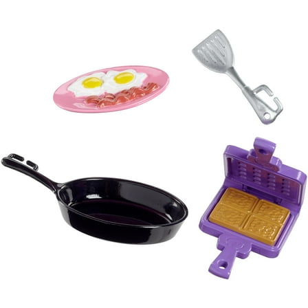 Barbie Breakfast Bacon Eggs Waffle Cooking Accessory Set