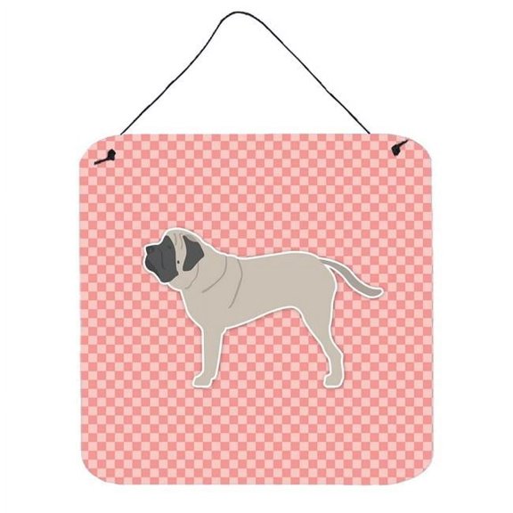 English Mastiff Checkerboard Pink Wall or Door Hanging Prints