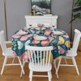 thumbnail image 2 of Pink Butterfly Rose Daisy Green Pattern Round Tablecloth 60"x60",Wrinkle Wipeable Table Cloth for Kitchen Dining Room Picnic Patio Party, 2 of 6