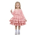 thumbnail image 1 of HXWCHs Robe Dos Nu Élégante Robe de Fête à Volants pour Filles Célébrations d'Automne avec Design Superposé Fluide Rose 11-12 Ans, 1 of 7