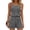 Dark Gray, variant on Women's Ribbed Loungewear Romper, Spaghetti Strap Drawstring Waist Short Jumpsuit, Soft Comfy Daily Wear Gray Short Sleeve Jumpsuits for Women S