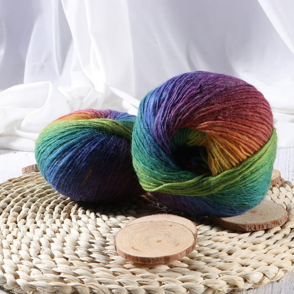 GOOHOCHY 2pcs Rainbow Wool Cotton Yarn Colorful Yarn for Sewing Hand Knitting Sweater Scarf (1)