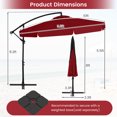 thumbnail image 3 of Gymax Parasol Suspendu Déporté de 10 Pi pour Patio avec Réglage d'Inclinaison Facile Rouge, 3 of 10