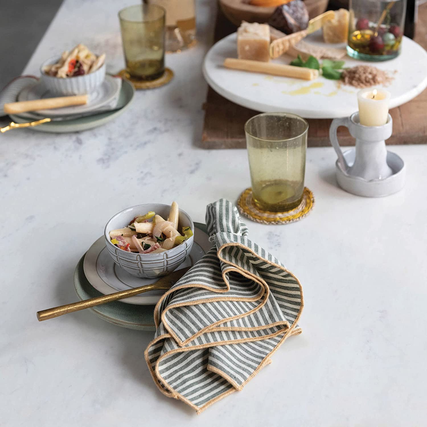 Creative Co-Op Debossed Stoneware Bowl, White, 4 Styles
