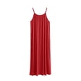 thumbnail image 3 of Asxite Plus Size Womens Pajamas Loose Spaghetti Strap Crew Neck Solid Short Sleep Dress, 3 of 7
