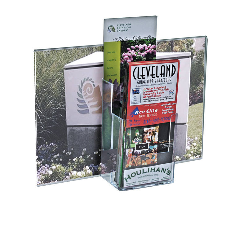 Vertical Acrylic Sign Holder w/ 2tier Brochure Holders Attached (13"w