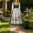 thumbnail image 2 of Women's German Dirndl Dress Costumes for Oktoberfest Carnival 3/4 Sleeve Square Neck Lace Dresses Multicolor 6 L, 2 of 5