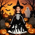 thumbnail image 2 of Little Girls Halloween Dress Skeleton Printed Tulle Girls Dress For Halloween Party Stage Performances School Play 3 To 8Y, 2 of 4