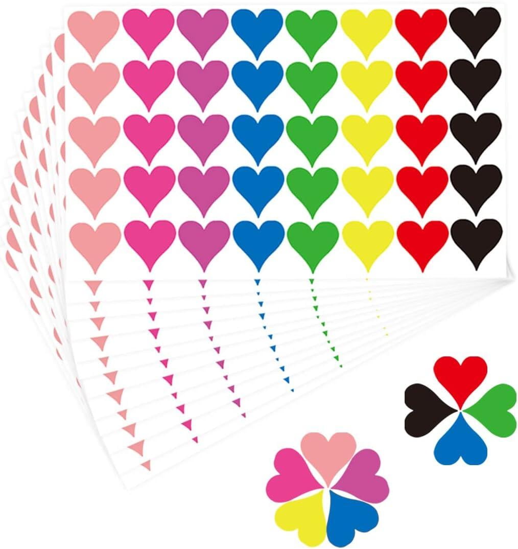 Colorful Heart Shape Stickers,0.75 inch Picture DIY Decals for Kids ...