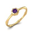 thumbnail image 2 of 0.50 Ctw Round Amethyst 925 Sterling Silver Gold Vermeil Solitaire Geometric Woman Mother's Day Gift Ring, 2 of 4