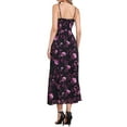 thumbnail image 3 of INSPIRE CHIC Women's Floral Print Dress Knot Front Sweetheart Neck Split Elegant Maxi Dress L Purple Pink, 3 of 5