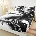 thumbnail image 3 of Manfei Aesthetic Geometric Art Bed Sheets,Abstract Marble Texture King Sheets,Black Fluid Art Sheet Set For Children,Lightweight Room Decor,4 Pieces, 3 of 7