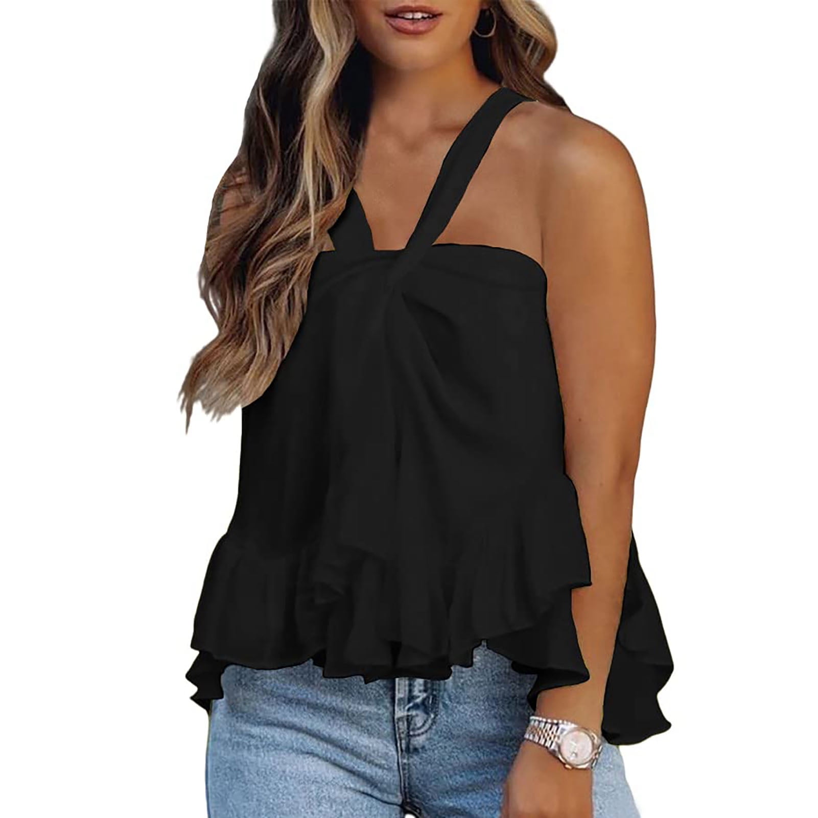 halter neck ruffle top