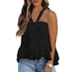 thumbnail image 2 of Camisetas sin mangas para mujer, dobladillo acampanado con volantes, sin mangas, cuello halter, camisetas sin mangas de verano para fiesta al aire libre, playa, negro, XXL, 2 of 6
