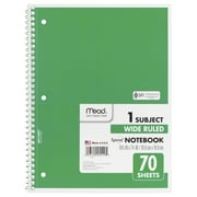 Mead Spiral Notebook 1 Subject Wide, Green