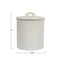 Creative CoOp Round Debossed Stoneware Treat Canister with Paw Print