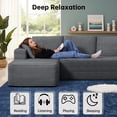 thumbnail image 5 of 102" L-Shaped Modular Sectional Sofa with Chaise and 4 Throw Pillows, 3 Seater Comfy Corduroy Fluffy Couch,Boneless Couch with Deep Seat and 2 Cup Holders for Living Room,Apartment,Office,No Assembly, 5 of 13