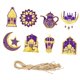 thumbnail image 1 of 8 piezas de adornos colgantes Eid para Ramadán, para bodas en el patio trasero violeta y oro, 1 of 7