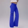 thumbnail image 6 of Girls Wide Leg Cargo Pants Size 10-12 Drawstring High Waist Sweat Pants Flap Pocket Hiking Trousers 9T, 6 of 6